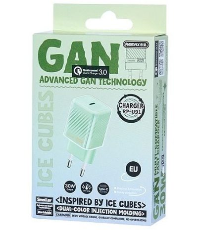 Remax 30W GaN PD QC Type-C Ultra Fast Fast Charger RP-U91