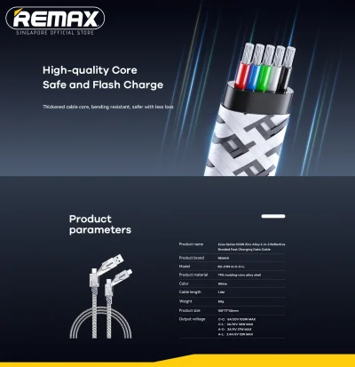 REMAX RC-C119 Zous Series 100W 2 In 2 Fast Charging Data Cable